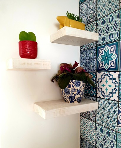 Corner floating shelf wooden - floating,